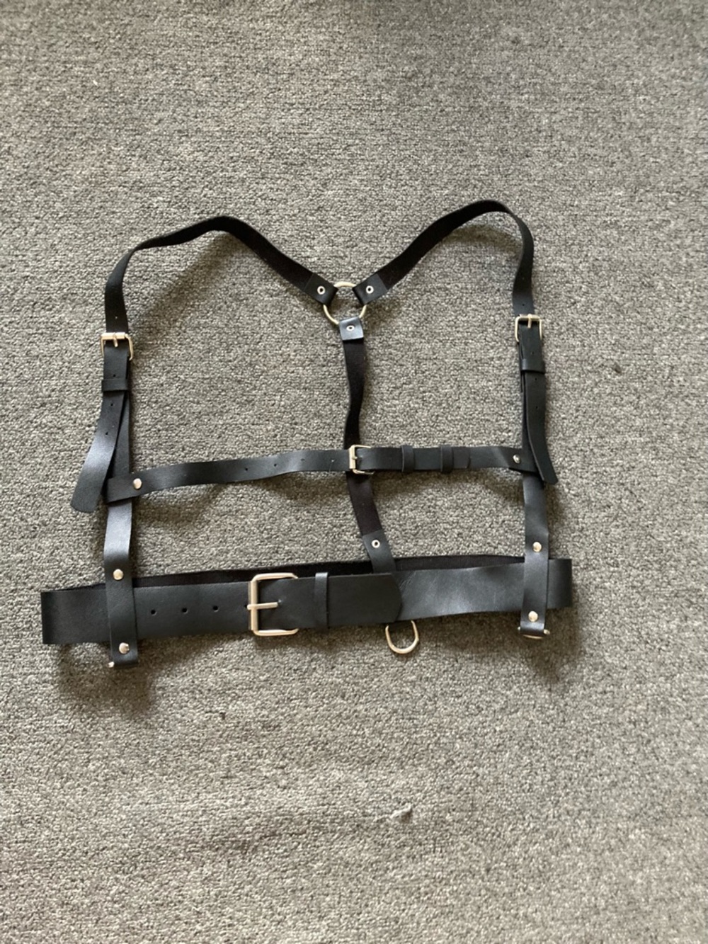 Black Faux Leather Fashion Chest Harness